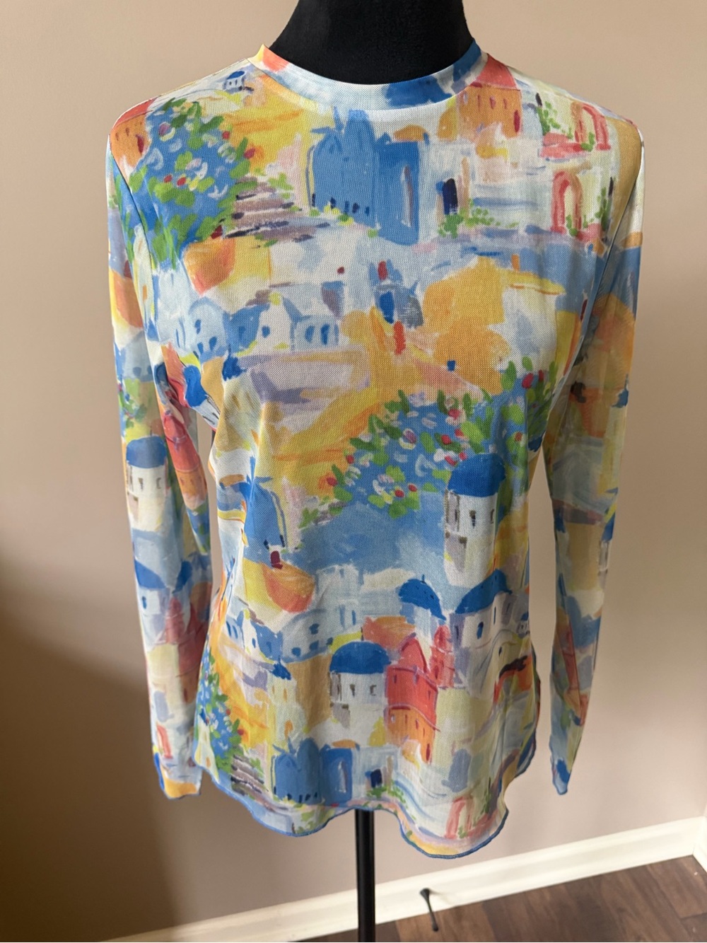 Davi & Dani NEW Printed Long-Sleeve Women’s Top in Multi-Color MED